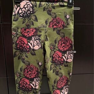 Floral Kids Leggings - Green and Pink